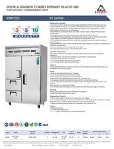 Everest ESF2D2,  49 5/8" 2 Section - 1 Half Dr & 2 Drawer (LFT; Ref), 1 Full Dr (RT; Fzr) Dual Temp